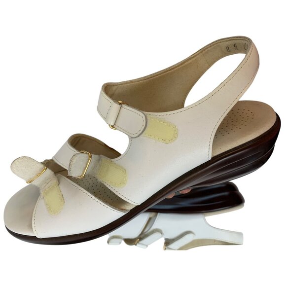 SAS Womens Tabby White Leather Adjustable Comfort Sandals Size 8N EUC M10097 - Picture 6 of 13